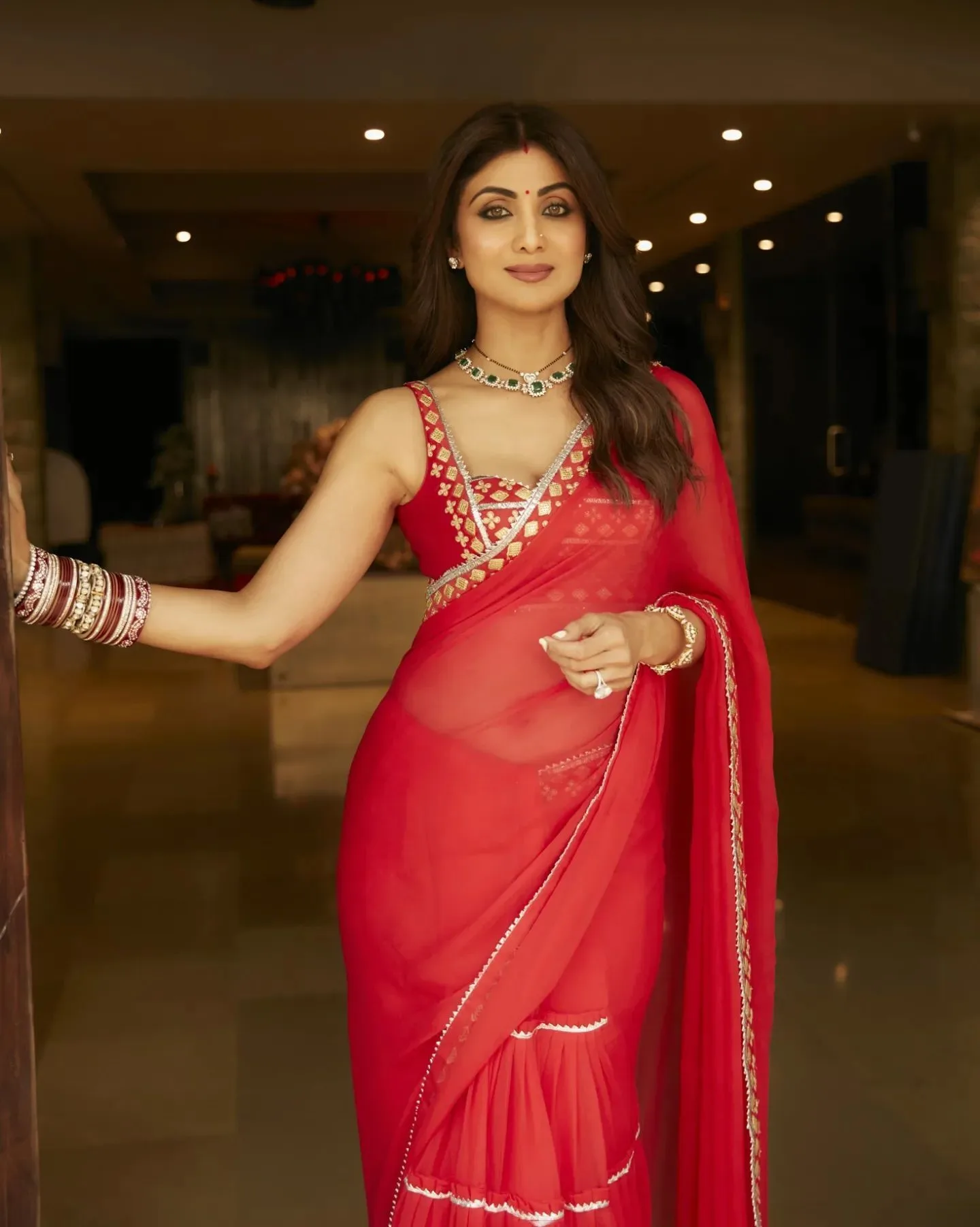 Bollywood Celeb Karva Chauth Looks, Shilpa Shetty, Nikhil Sharma Hairdressing, Gurgaon and South Delhi